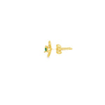 Load image into Gallery viewer, Floral Gold Stud Earrings with Round Emeralds