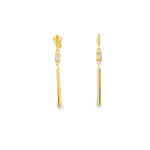 Load image into Gallery viewer, Yellow Gold Dangle Earrings with Emerald Cut CZ