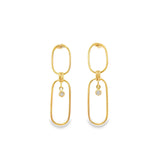 Load image into Gallery viewer, Yellow Gold Dangle Earrings with Round Brilliant CZ