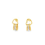 Load image into Gallery viewer, Heart Motif dual colour Hoop Dangle Earrings in Yellow Gold