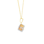 Load image into Gallery viewer, Geometric Openwork Cube Charm Necklace in Yellow & White Gold