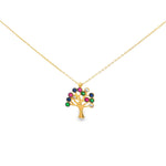 Load image into Gallery viewer, Yellow Gold Tree of Life Multi-Stone Charm Necklace