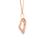 Load image into Gallery viewer, Rose Gold Heart Charm Necklace with Diamond Cut Accents
