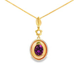 Load image into Gallery viewer, 14ct Yellow Gold Charm Necklace with Oval Amethyst Pendant