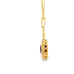 Load image into Gallery viewer, 14ct Yellow Gold Charm Necklace with Oval Amethyst Pendant