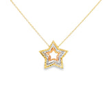 Load image into Gallery viewer, Tri-Tone Gold Star Charm Necklace