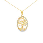 Load image into Gallery viewer, Yellow Gold Tree of Life Charm Necklace with Round Brilliant CZ