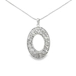 Load image into Gallery viewer, White Gold Floral Openwork Pendant Necklace