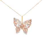 Load image into Gallery viewer, Rose & White Gold Chain Necklace with Butterfly Pendant