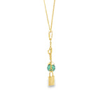 Load image into Gallery viewer, Yellow Gold Charm Necklace with Green Crystal Pendant