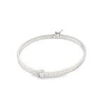 Load image into Gallery viewer, White Gold Greek Key Pattern Bangle Bracelet