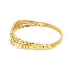 Load image into Gallery viewer, Entwined Yellow Gold Bangle Adorned with Round Cut CZ