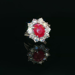 Load image into Gallery viewer, White Gold Ring with Oval Ruby & Diamonds