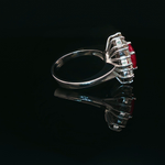 Load image into Gallery viewer, White Gold Ring with Oval Ruby & Diamonds