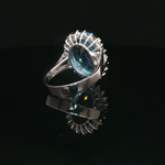 Load image into Gallery viewer, White Gold Ring with Brilliant Cut Blue Topaz and Diamon