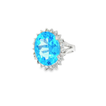 Load image into Gallery viewer, White Gold Ring with Brilliant Cut Blue Topaz and Diamon