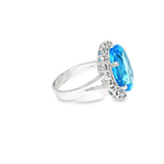 Load image into Gallery viewer, White Gold Ring with Brilliant Cut Blue Topaz and Diamon