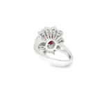 Load image into Gallery viewer, White Gold Ring with Oval Ruby & Diamonds