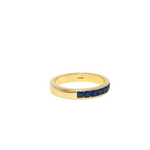 Load image into Gallery viewer, Yellow Gold Eternity Ring with Deep Blue Round Sapphire
