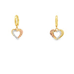 Load image into Gallery viewer, Yellow Gold Hoop Earrings with Bi-Color Heart
