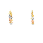 Load image into Gallery viewer, Tricolor Gold Ball Hoop Earrings in Yellow Gold