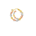 Load image into Gallery viewer, Tricolor Gold Ball Hoop Earrings in Yellow Gold