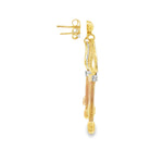 Load image into Gallery viewer, 14ct Yellow & Rose Gold Dangle Earrings with Round Brilliant Cut CZ