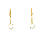 Load image into Gallery viewer, Yellow Gold Dangle Earrings with Round Cut CZ