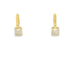 Load image into Gallery viewer, Yellow Gold Dangle Earrings with Square Brilliant Cut CZ