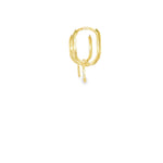 Load image into Gallery viewer, Yellow Gold Dangle Earrings with Square Brilliant Cut CZ