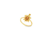 Load image into Gallery viewer, Yellow Gold Turtle Cocktail Ring with Cabochon Ruby & CZ