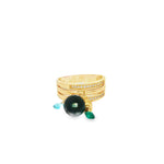 Load image into Gallery viewer, 14K Yellow Gold Multi-Row Cocktail Ring with Gemstone Charms