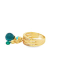 Load image into Gallery viewer, 14K Yellow Gold Multi-Row Cocktail Ring with Gemstone Charms