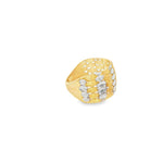 Load image into Gallery viewer, Textured Two-Tone Gold Geometric Band Ring