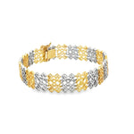 Load image into Gallery viewer, Two-Tone Geometric Link Chain Bracelet in Yellow Gold