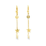 Load image into Gallery viewer, Yellow Gold Star Dangle Earrings