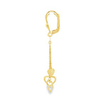 Load image into Gallery viewer, Yellow Gold Dangle Earrings with Heart Charms