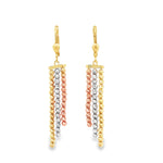 Load image into Gallery viewer, Tri-Color Gold Bead Dangle Earrings