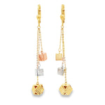 Load image into Gallery viewer, Yellow Gold Geometric Cube Dangle Earrings