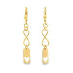 Load image into Gallery viewer, Yellow Gold Infinity Heart Dangle Earrings
