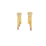 Load image into Gallery viewer, Yellow Gold Dangle Earrings with Round Cut Diamonds
