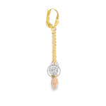 Load image into Gallery viewer, Tri-Gold Dangle Earrings with Textured Spherical Charms