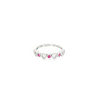 Load image into Gallery viewer, White Gold Band Ring with Ruby Accents and Heart Motifs