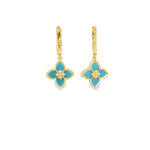 Load image into Gallery viewer, Yellow Gold Dangle Earrings with Bluish Turquoise