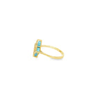 Load image into Gallery viewer, Yellow Gold Multi-Stone Ring with Bluish Turquoise Flower Design