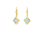 Load image into Gallery viewer, Yellow Gold Dangle Earrings with Bluish-Green Opal Cabochons