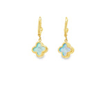 Load image into Gallery viewer, Yellow Gold Dangle Earrings with Bluish-Green Opal Cabochons