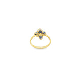 Load image into Gallery viewer, Yellow Gold Blue stone and CZ Floral Ring