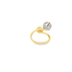 Load image into Gallery viewer, Modern Yellow Gold Bypass Cocktail Ring with Spherical Accents