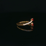 Load image into Gallery viewer, Yellow Gold Multistone Ring with Brilliant Cut Pear Shape Rubies